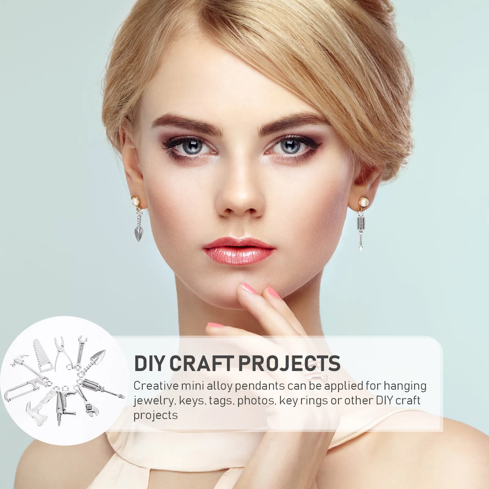 

80pcs Alloy Hand Tools Pendant Screwdriver Wrench Charms For Diy Jewelry Making Craft Accessories Mini Pendant Set Silver