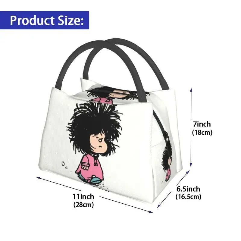 Humor Manga Mafalda Insulated Lunch Bag for School Office Quino Argentina Cartoon Resuable Thermal Cooler Lunch Box Women