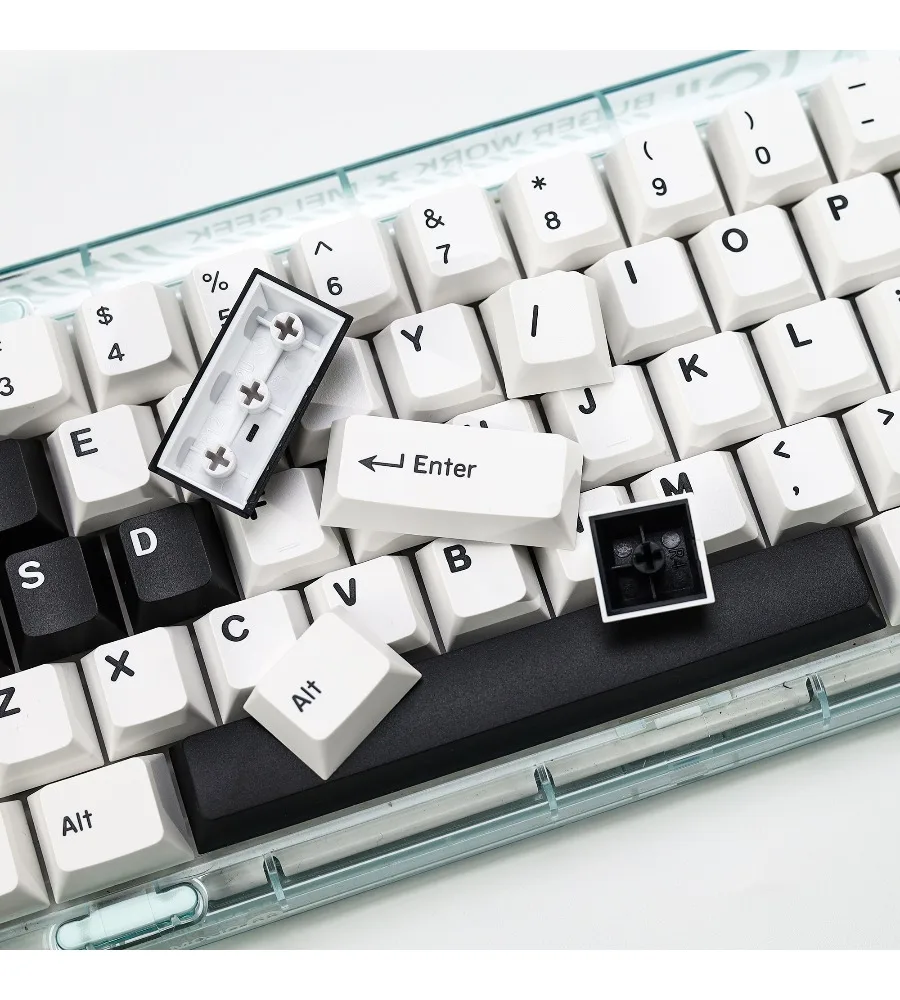 

Minimalist white PBT keycaps original factory height 174 keys two-color injection-molded mechanical keyboard 87 96 keys
