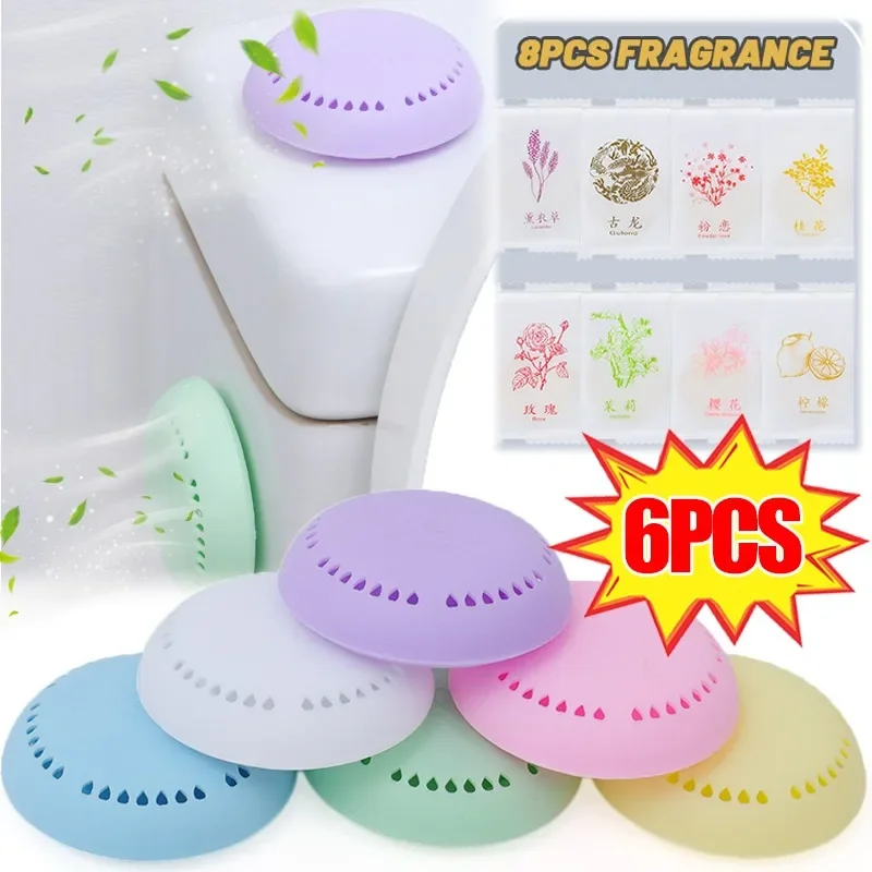 6/1Pcs Toilet Aromatherapy Lasting Deodorization Solid Air Freshener Bedroom Car Household Self Adhesive Round Solid Fresheners