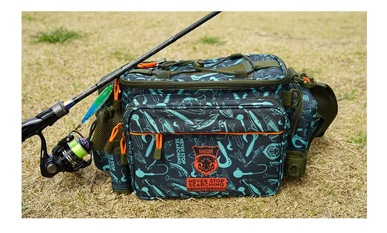 Kingdom Multifunktionale Angelgerät-Tasche, 44 x 21 x 22 cm, 1000D-Nylon, wasserdicht, große Kapazität, Outdoor-Sport, Angeln, Umhängetasche – Detail 13