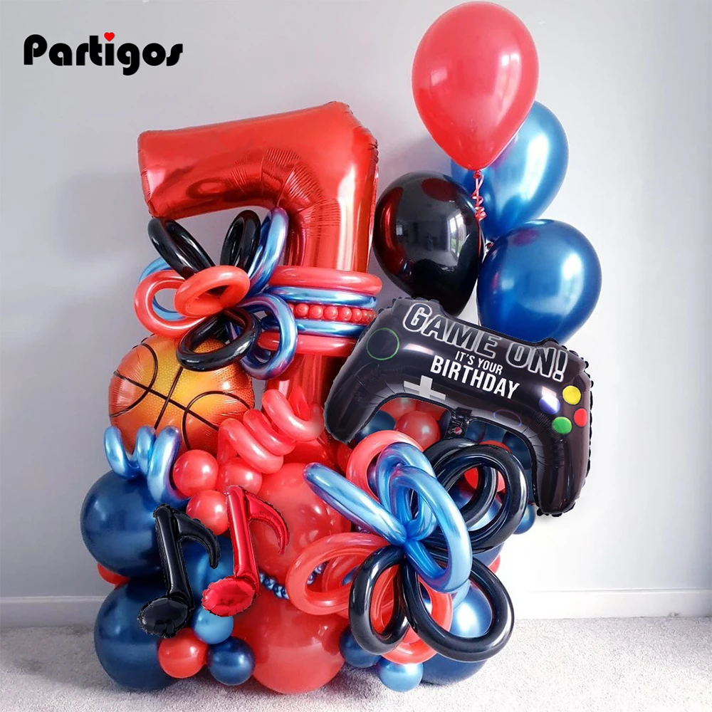 31pcs Basketball Birthday Decoration 30inch Number Game Controller Foil Balloon Kids Sports Basketball Party Decor Baby Shower