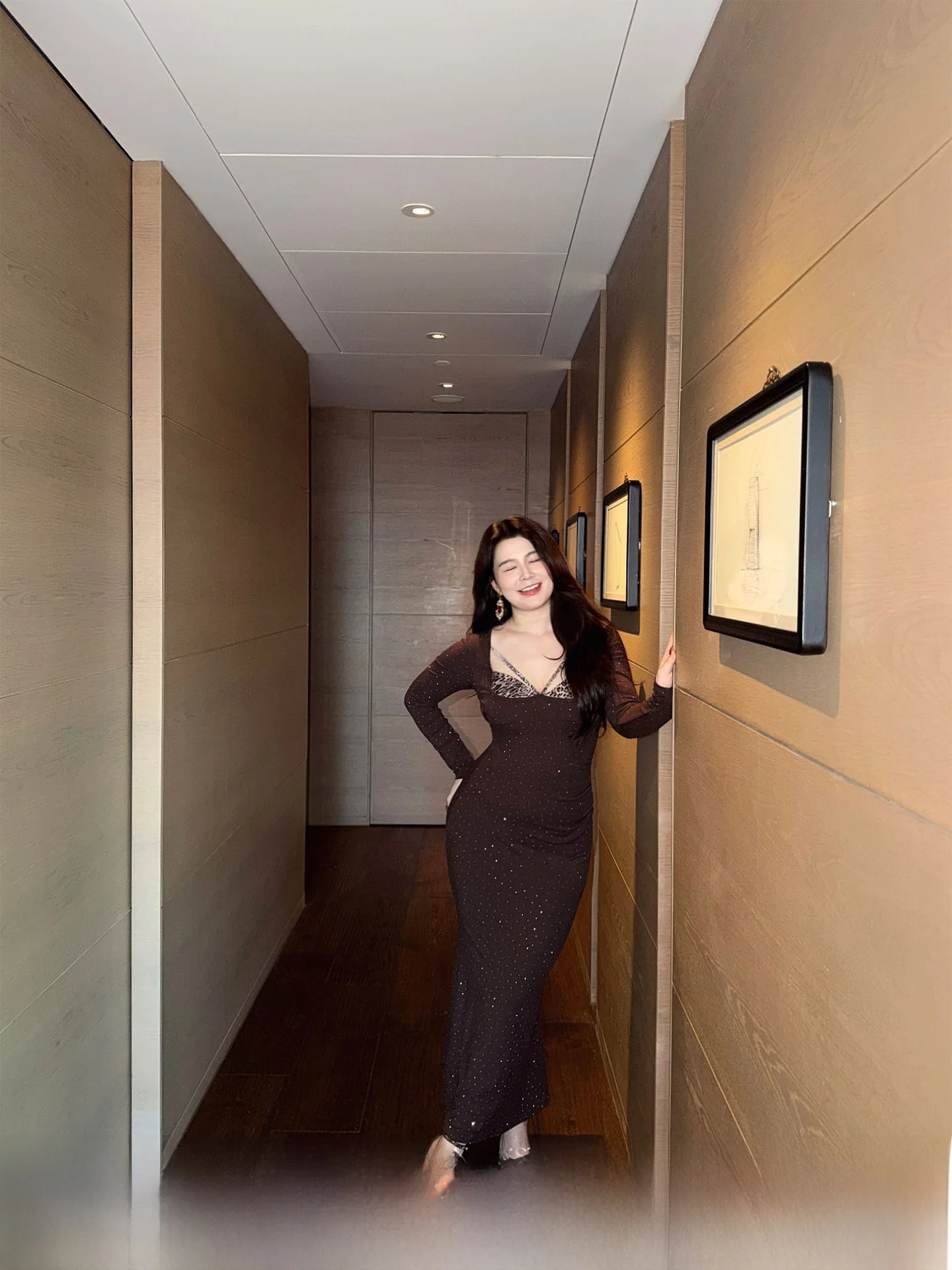 

ML Jasmine plus Size Winter New Sparkling Diamond Slim Fit Leopard Print Bodycon Dr Knitted Long Evening Gown