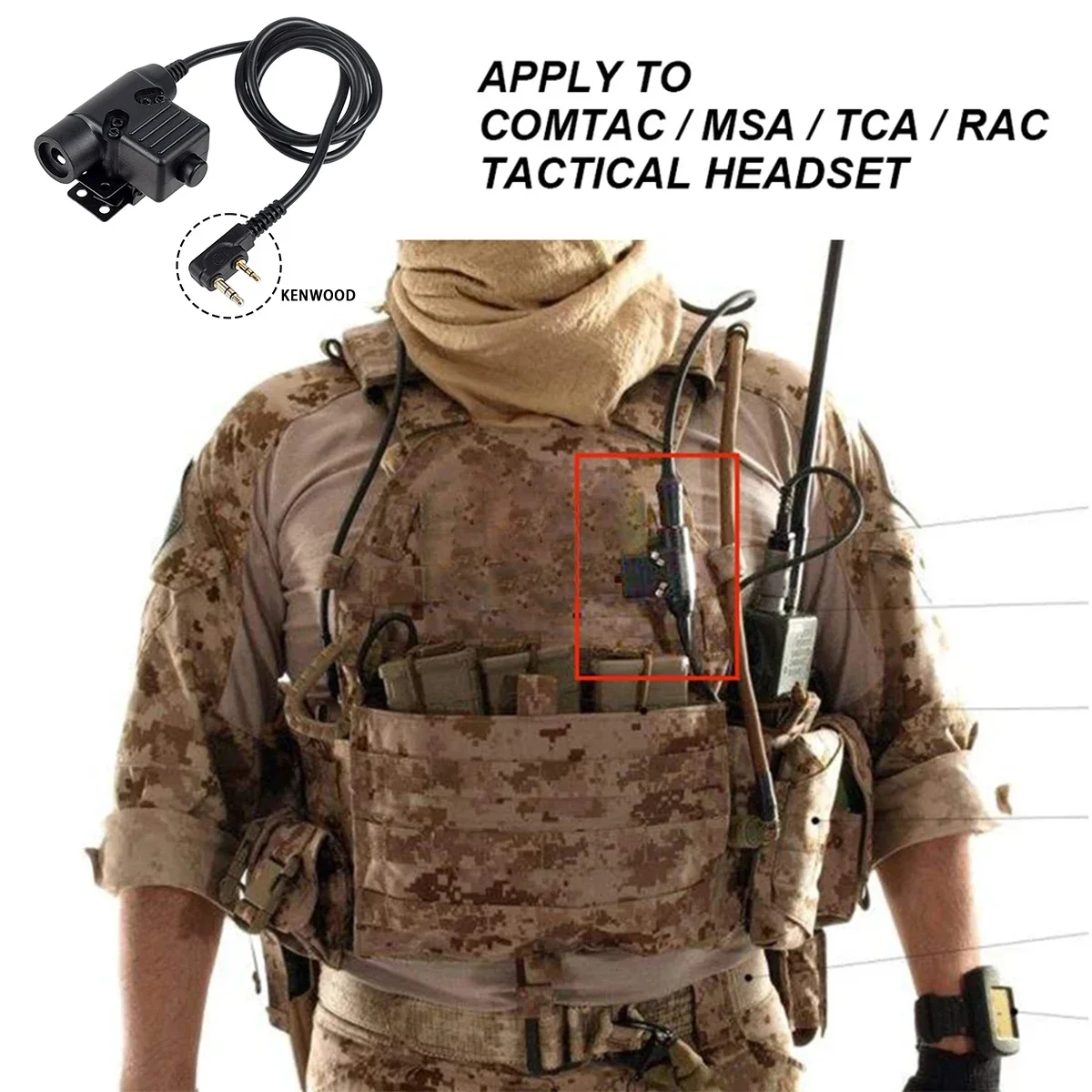 Tactical PTT Headset Compatible Pin Connector Polymer Structure Walkie Talkie Interphone Outdoor Camping Hunting Communication