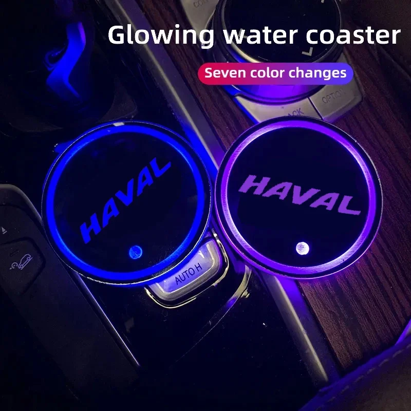 

Car Luminous Water Cup Coaster Led Atmosphere Light Interior Accessories For Haval Jolion H6 F7 H9 H2 F7X F7H H5 H7 H2S H8 H3 H4