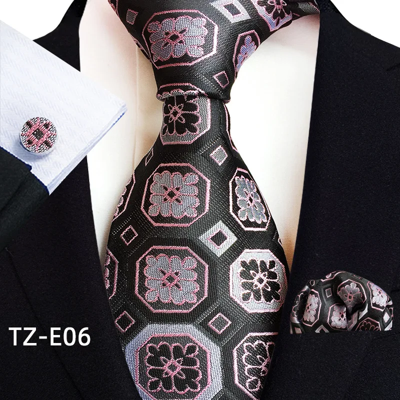 New Tie Square Scarf Cufflinks Three Piece Set Paisley Pattern Wedding Banquet Men\'s Formal Wear Hand Tie Wholesale