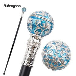 Blue White Flower Ball White Walking Cane Fashion Decorative Walking Stick Gentleman Elegant Cosplay Cane Knob Crosier 90cm