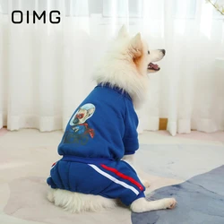 OIMG Autumn Winter Fleece Sweater For Pet Dog Clothes Labrador Samoyed Warm Dog Jumpsuit Cartoon Print Medium Large Dogs Costume