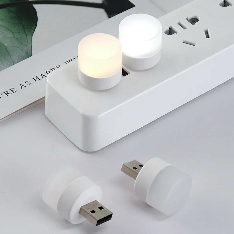 1Pcs Mini USB Night Light Warm White Eye Protection Book Reading Light USB Plug Computer Mobile Power Charging LED Night Lamp