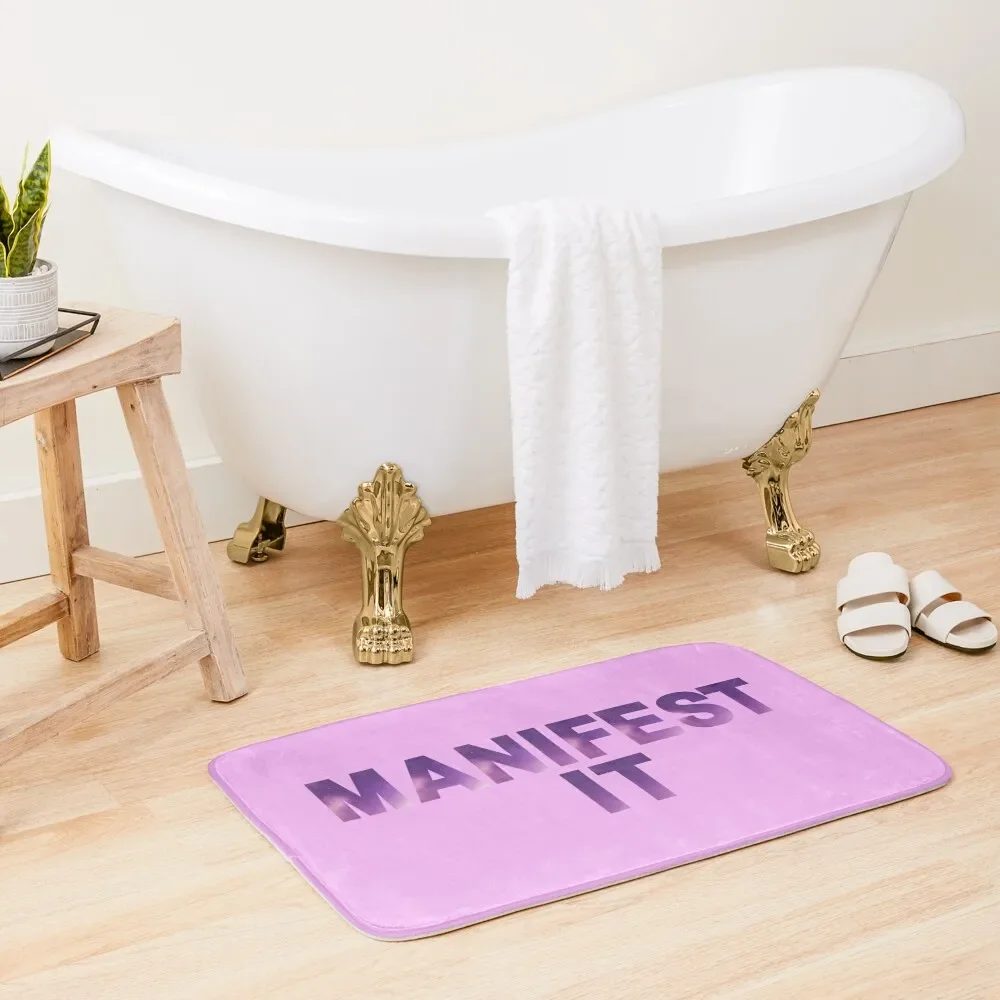 

Manifest It | Manifest Your Dream Life & Goals | Manifestation & Law of Attraction (loa) Inspiring Text In Purple (Pink Bath Mat