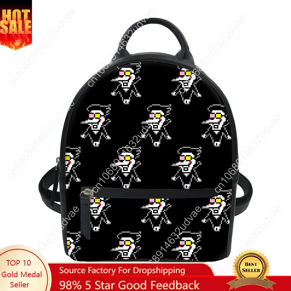 

Deltarune Spamton Undertale Backpack Purse Women Schoolbags Personalized Double Shoulder Bag Daypack Leather Travel Bag Gift