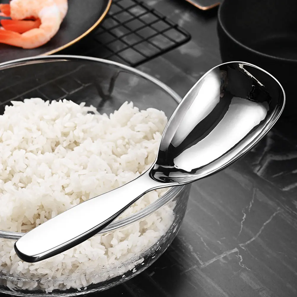 

Stainless Steel Rice Spoon Ergonomic Wear-Resistant Kitchen Rice Paddle Household Food Scooper Safe Convenient Reusable