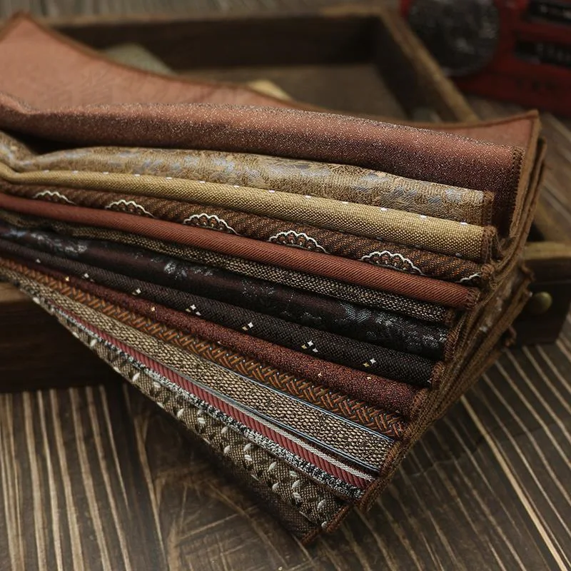 Men's Vintage Stripe Pocket Square, Coffee Brown‑Red Chest Hanky, Versatile Handkerchief For Business Suit Formal Wedding Dress