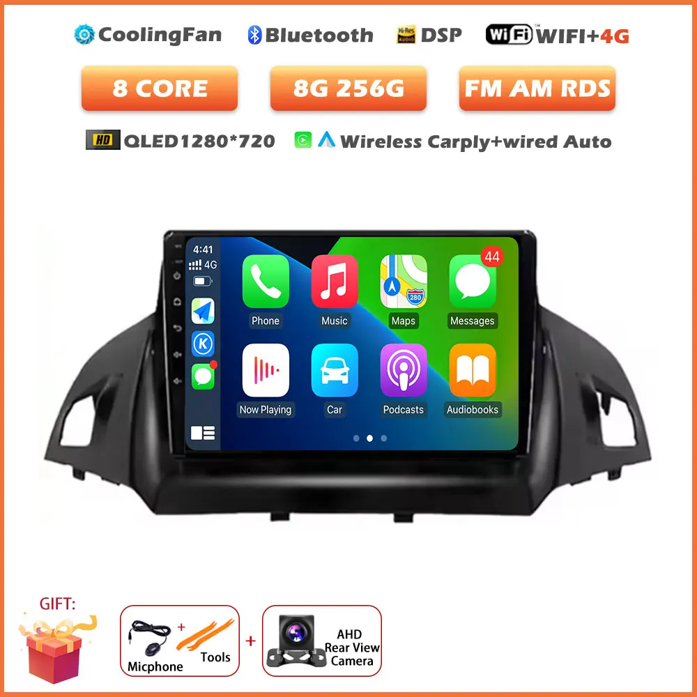 Voor Ford C-MAX Kuga 2 Escape 3 2012-2019 Android 16 Auto autoradio draadloze Carplay GPS navigatie scherm stereo video tools BT