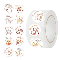 500pcs/roll Cat's Claw Thank You Envelope Closure Cartoon Graffiti Stickers Phone Guitar Laptop Notebook Bottles Sticker Gift