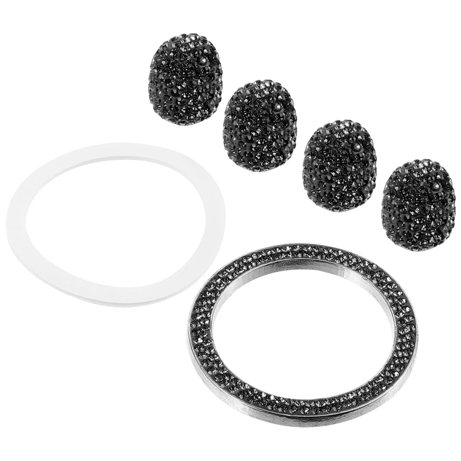 1 مجموعة سيارة الجذعية قبعات العالمي حجر الراين الإطارات الغبار قبعات تألق كاتب مفتاح غطاء فاخر السيارات بدء زر الديكور #2