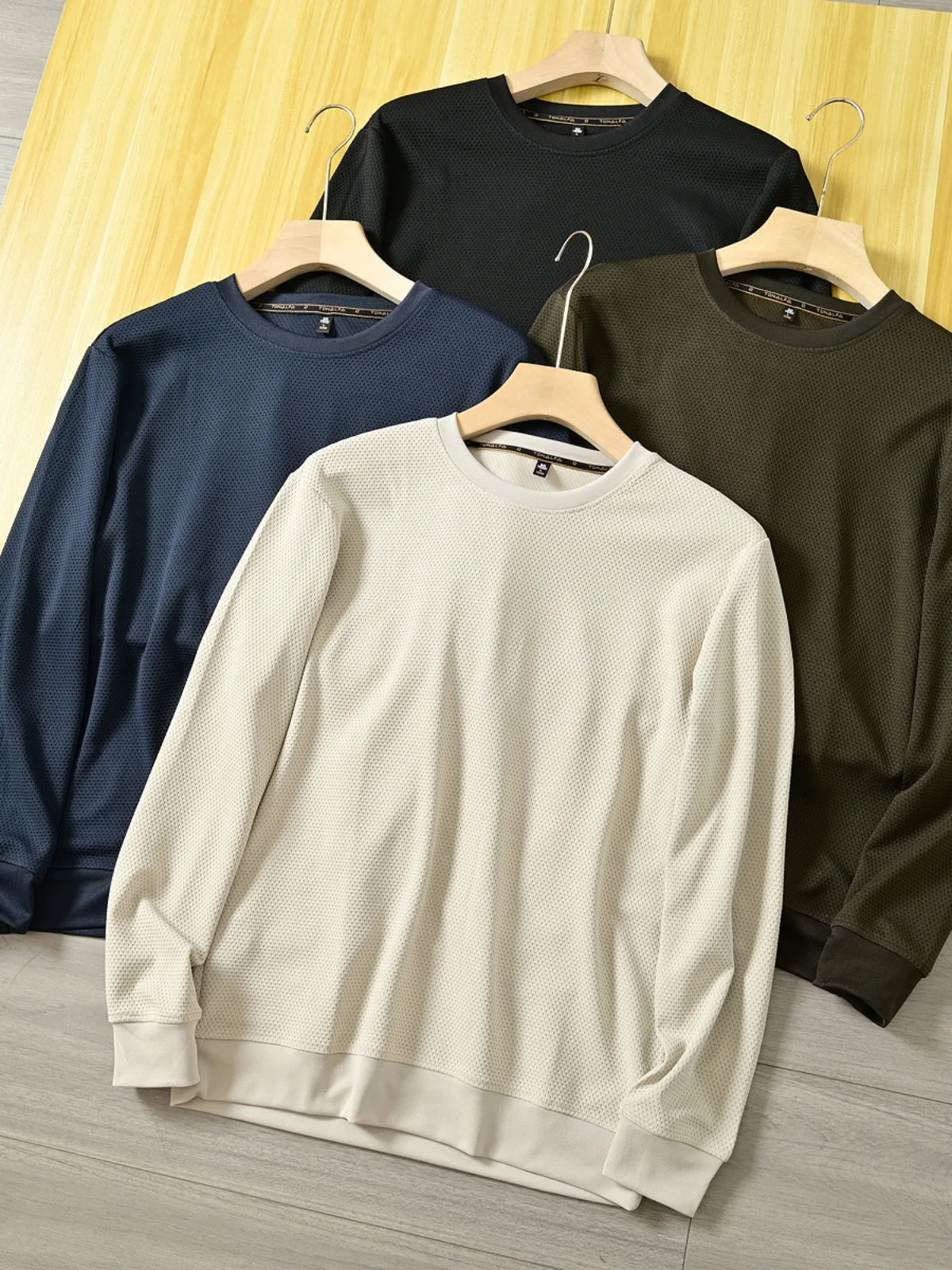 

Удобный модный мужской свитшот с длинным рукавом и круглым вырезом, повседневный, осенний, новинка, универсальный базовый стиль