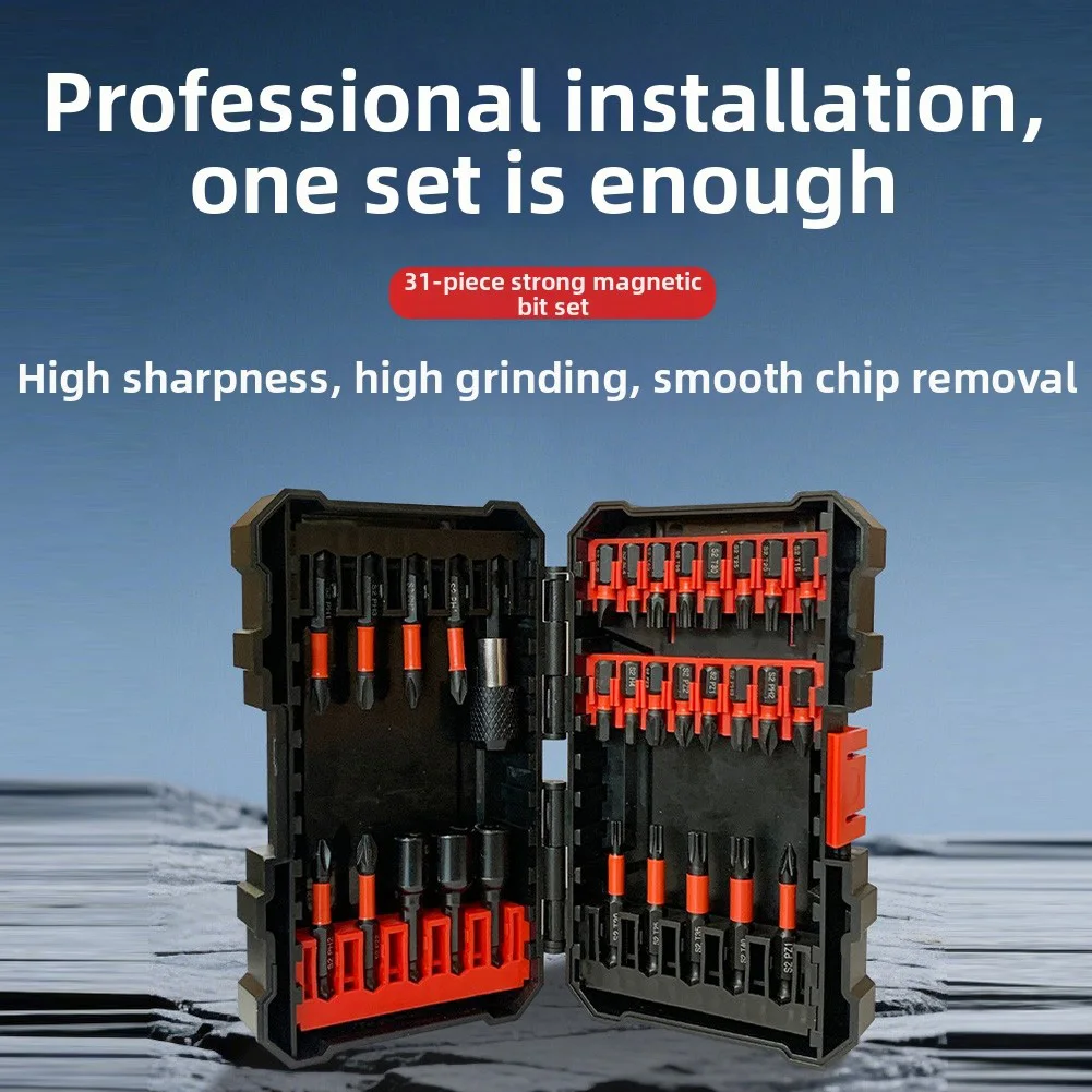 31pcs Alloy Steel Screwdriver Bit Kit Cross/One Character Hexagon Handle Socket Bits Magnetic Impact-Batch Head Spare Parts