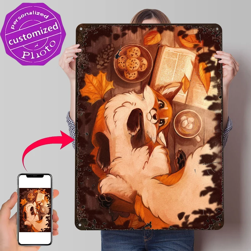 Cookies and Cocoa Lightly 3D Metal Poster Customized Wall Art Vintage Metal Signs for Man Cave Decoration Garage Decorations