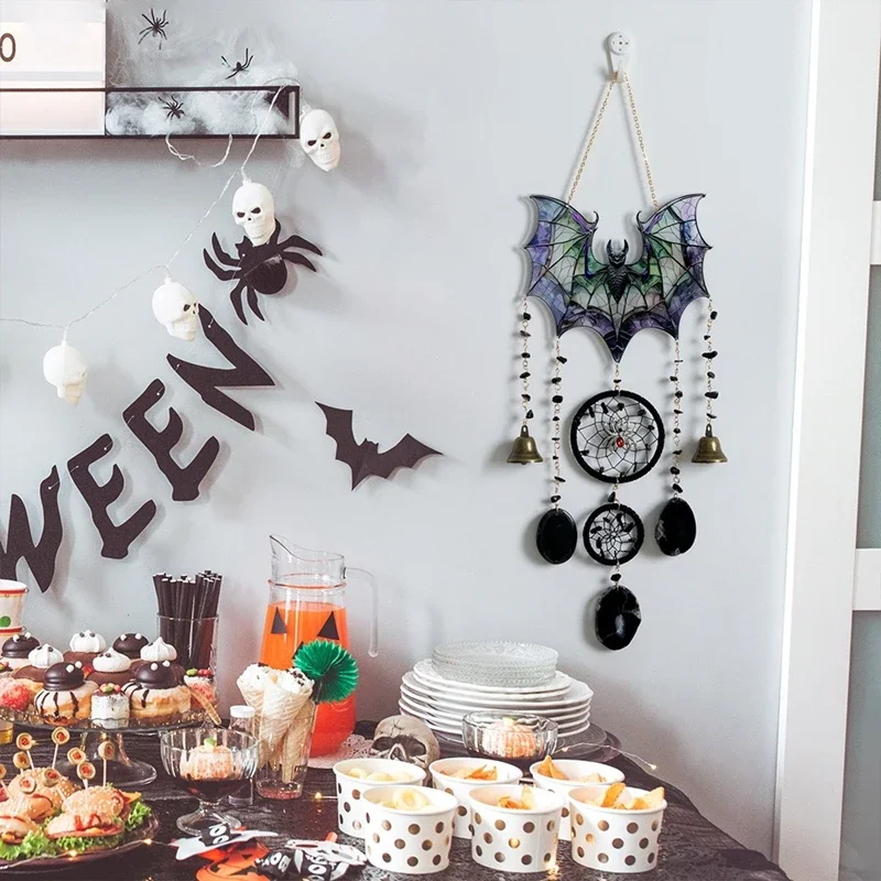 Halloween Festival Bat Wind Chimes Large Wall Hangings Door Pendants Home Decor Handmade Ornaments Holiday Girls Gifts