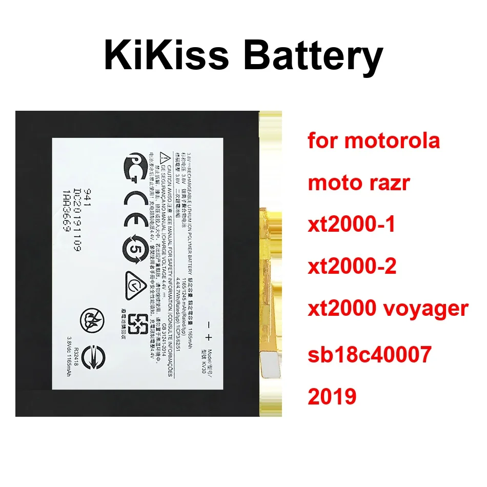 

Mobile Phone Battery Safe KV30 KV30+KV40 KV40 0-1265Mah For Motorola Moto Razr XT2000-1 XT2000-2 XT2000 Voyager Sb18c40007 2019