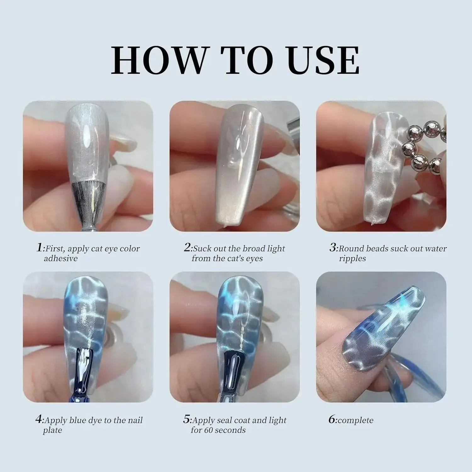 20 pezzi perline magnetiche per unghie rotonde nail art effetto ondulazione dell'acqua occhi di gatto perline magnetiche 5mm perline rotonde in acciaio smalto gel sfera magnetica