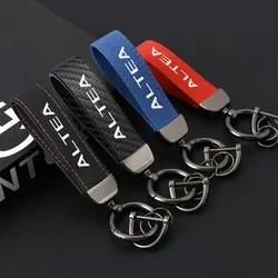 Car Key Chain Luxury Genuine Leather Anti-lost Keychain Pure Color Buckle Key Ring Gift Car Keychain For seat Altea Accessories
