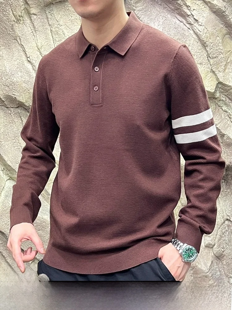 

Итальянский вязаный шерстяной свитер irt, мужской свитер с отложным воротником, дышащая удобная длинная футболка све