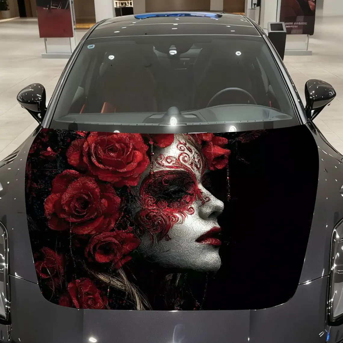 Flower face Car hood packaging sticker, PVC material, self-adhesive waterproof, anti-slip paint, car exterior decoration accesso