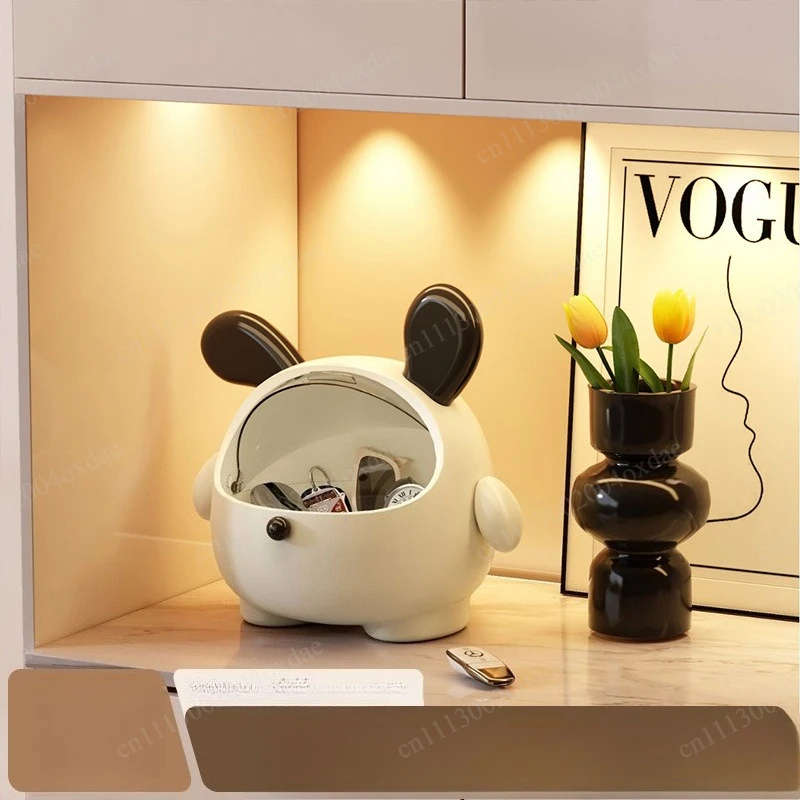 Entry entrance storage box, door key ornament shelf, flip cover, transparent desktop, countertop, sundries storage