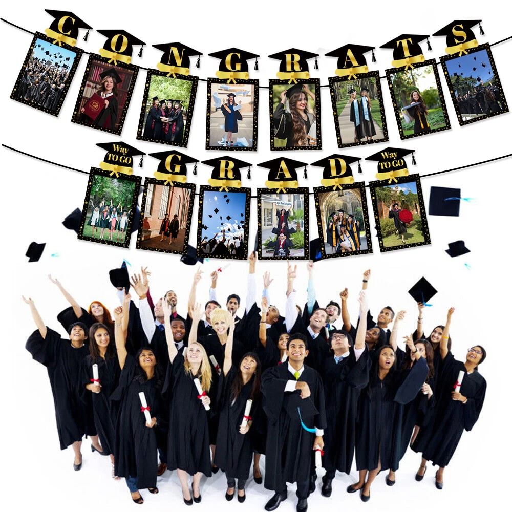 Class of 2024 Graduation Decorations Photo Banner Congrats Grad Photo Garland Graduation Season Themed Party Decor Supplies