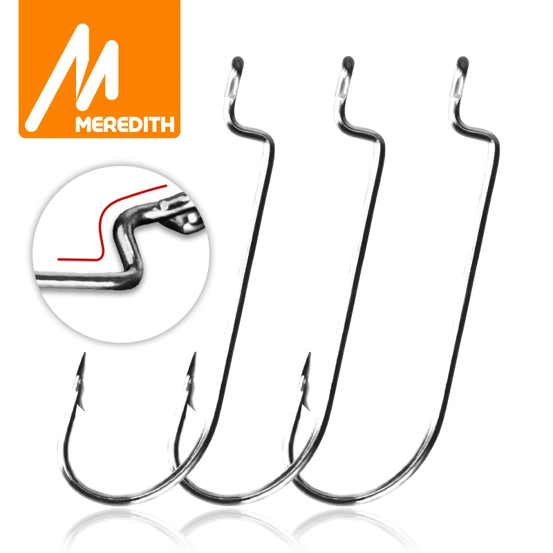 MEREDITH 50PCS Fishing Hooks, High Carbon Steel Sharp Hooks 1/0-5/0 for Bass Trout (Fast Delivery) #1 Best Seller