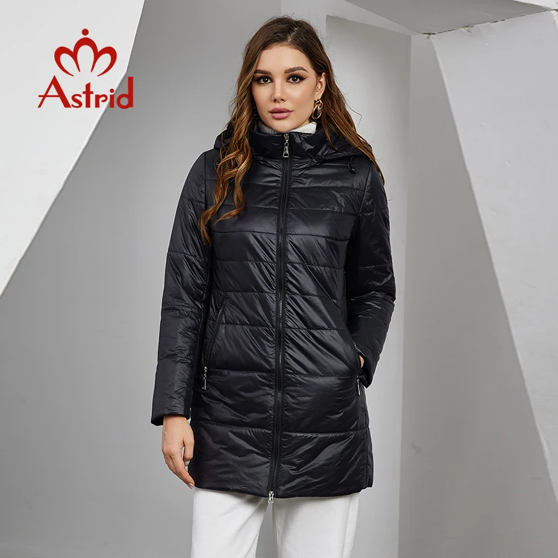 Astrid 2023 Autumn Winter Women's Parka Coats Hooded Long Slim Quilted Jacket Windproof Outerwear Female Cotton Padded Overcoat