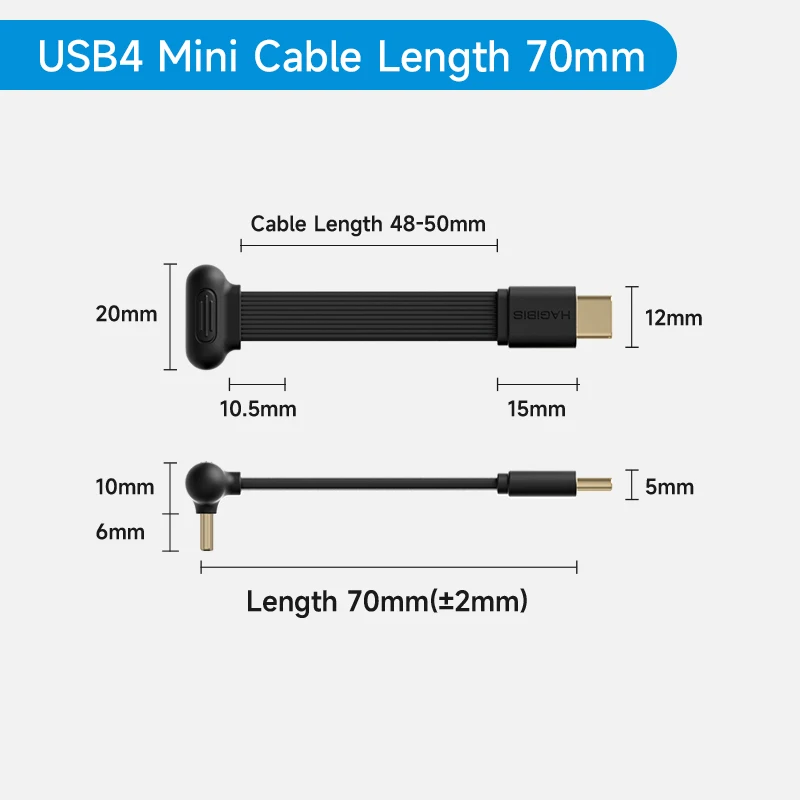 Hagibis USB4 Rechtwinkliges Kabel Typ C Schnellladekabel Mini-Kabel 240W 80Gbps Datenkabel für Thunderbolt 5/4 iPhone 17 Pro Max 16