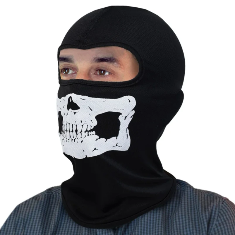 

Outdoor Hunting Cycling Hiking Skiing Scarf Snowboard Full Face Mask with Skull Black Ghosts Printed for Cosplay Party Halloween