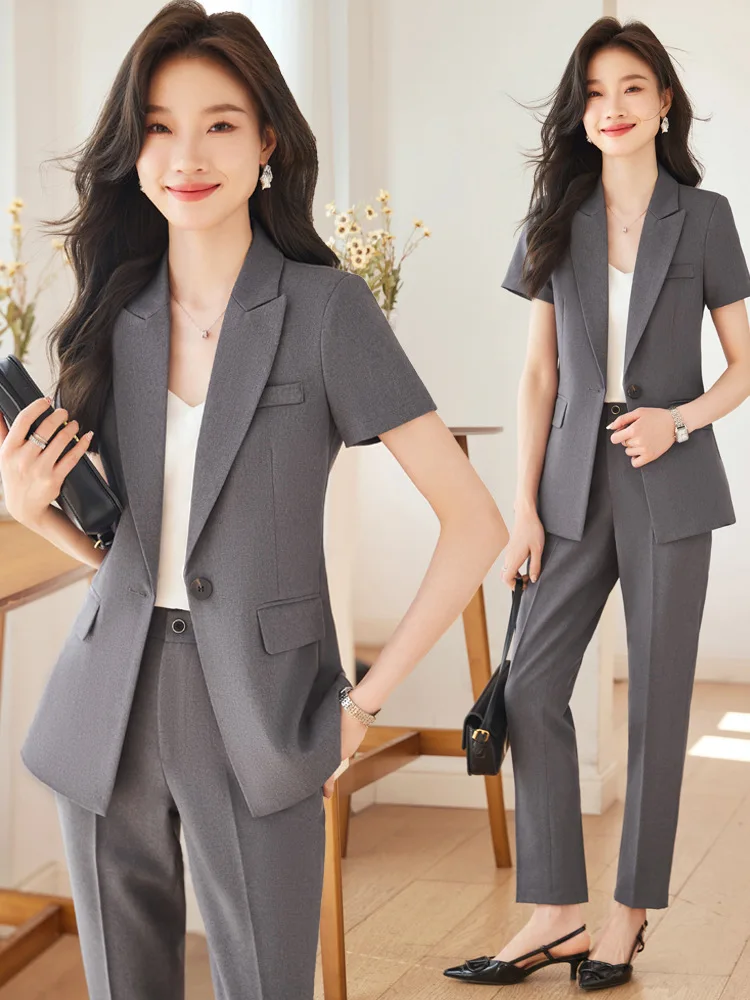 

High-Grade Business Suit Women2024Summer Thin Goddess Temperament Formal Suit Work Clothes Suit for Interviews Suit