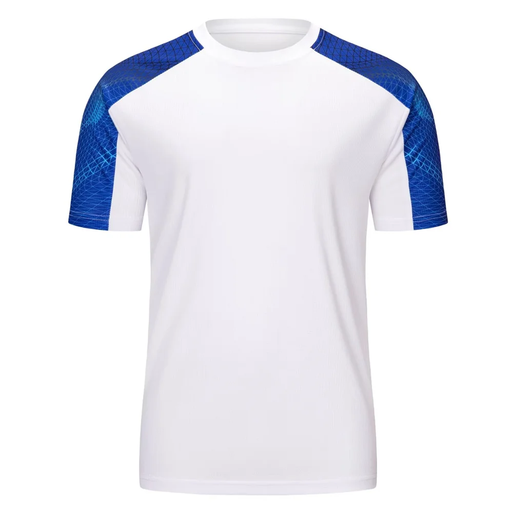 

Plus Size Men's Football Shirt Jersey Color Patchwork O-neck Short Sleeve Leisure Sportswear Quick Dry Male Soccer Uniform Tops