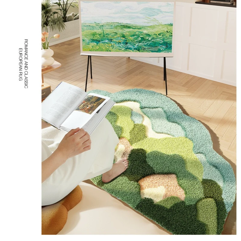 Ins Moss Carpet Three-dimensional Flocking Bedroom Bedside Rug Living Room Decorative Carpet Thickened Plush Anti-slip Floor Mat