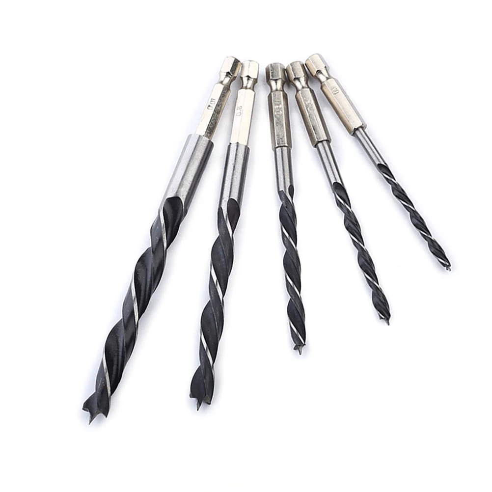 Set di punte da trapano da 5 pezzi Set da 1/4 di pollice per flauto a spirale resistente Punto diviso Trapano per lavorazione del legno in acciaio ad alta velocità per metallo inossidabile