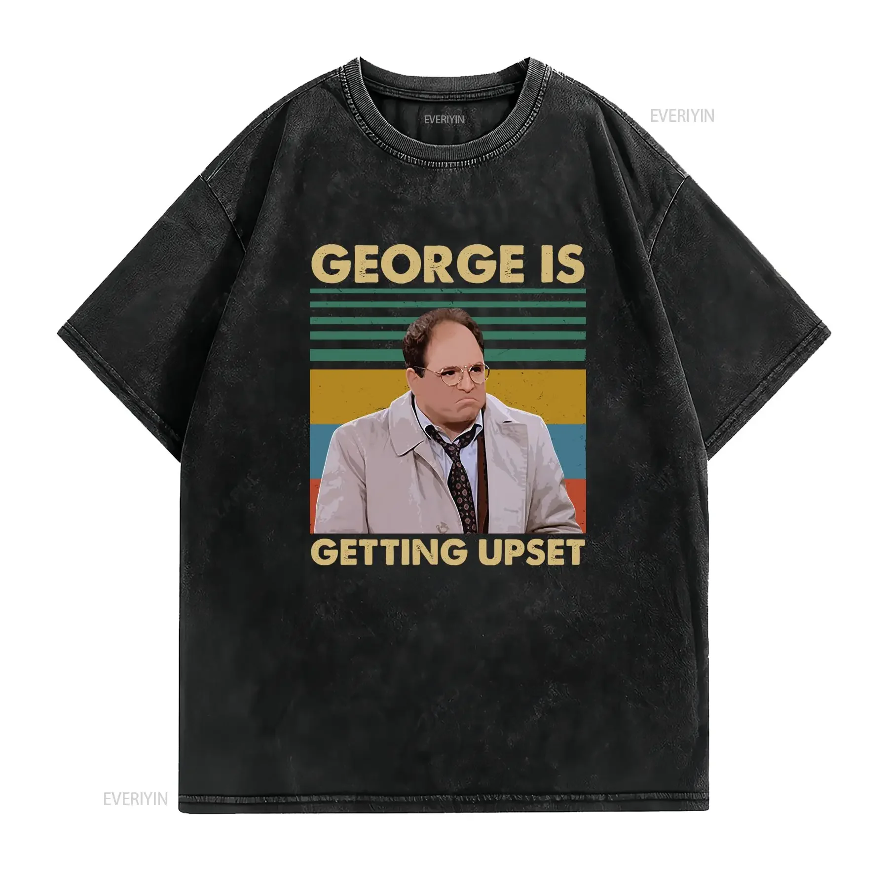 Retro Seinfeld George Costanza Is Getting Upset Funny Print Casual T Shirt vintage Washed Versatile Stylish Stretched graphic