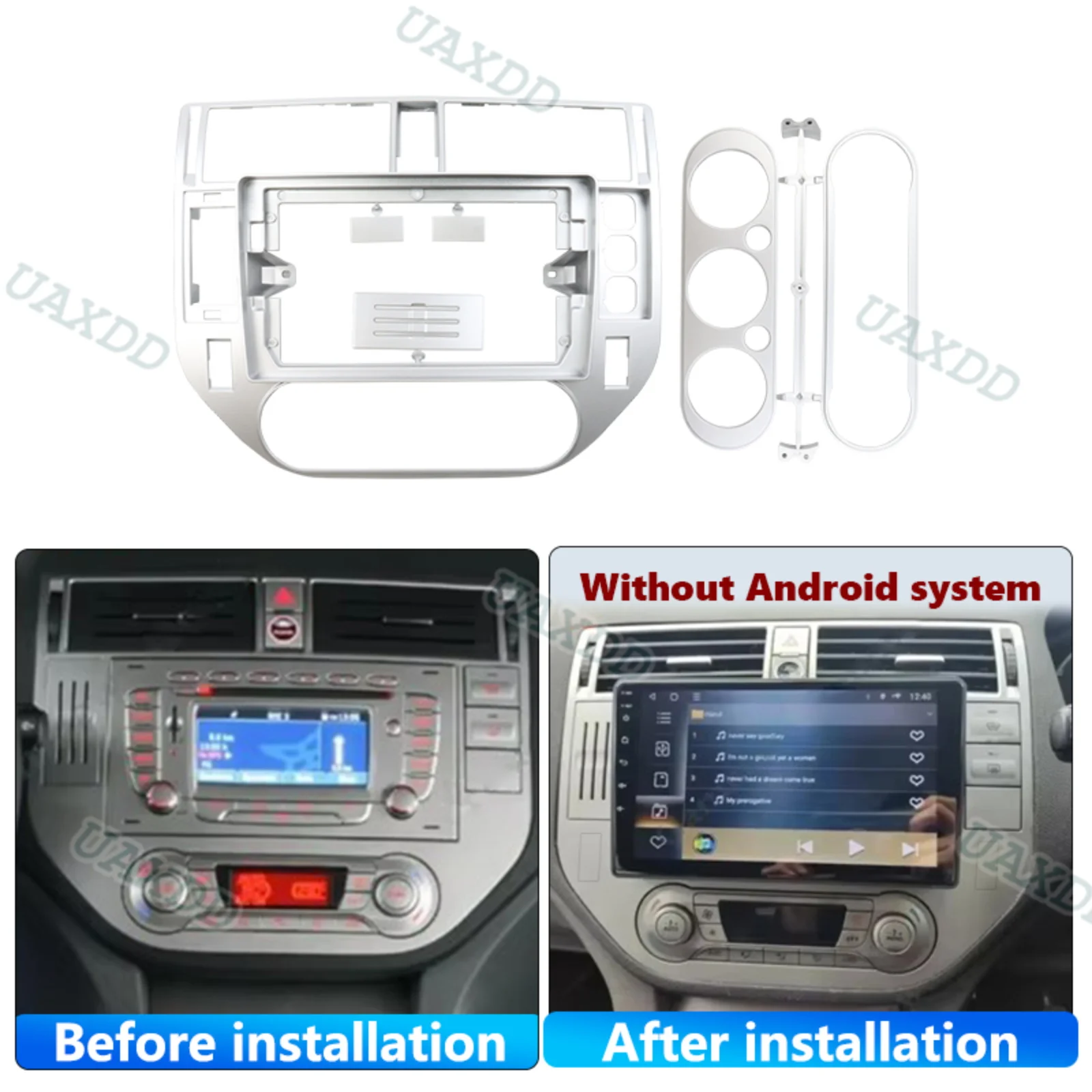For 2008-2012 Ford Kuga MK1 Plastic Center Console Car Interior 9INCH 2 Din Frame Fascia Dashboard Panel Automotive Accessories
