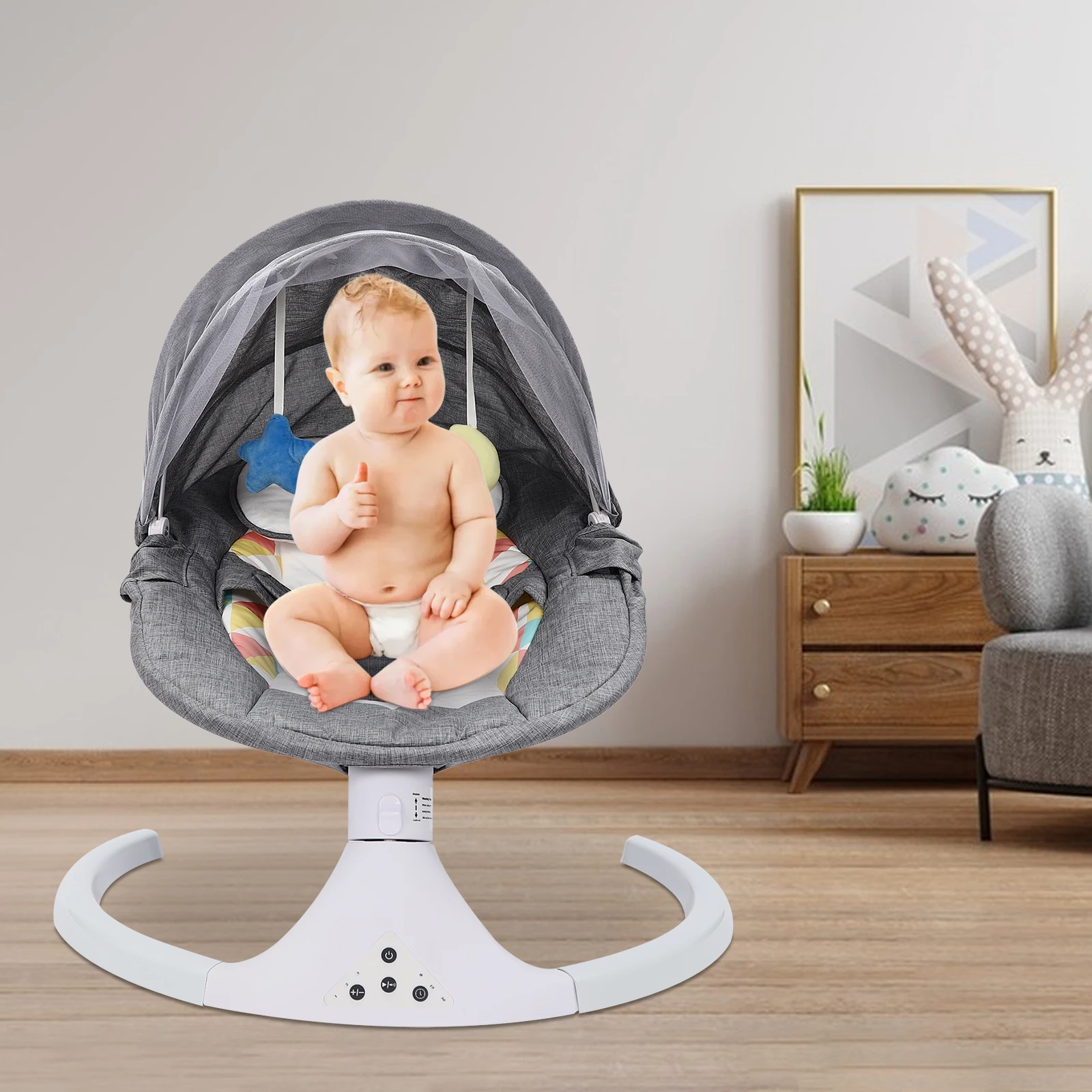 Electric Smart Baby Electric Rocking Chair Baby Swing Cradle w/ Bluetooth Music 220V