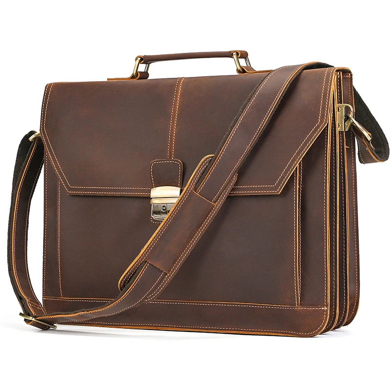 High Quality Laptop Briefcase Bag For Men Male 2026 New Arrivals Genuine Leather Briefcase Bag Real Cowskin Shoulder Bag Men