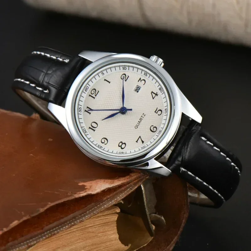 2025 Luxury Men's Watch Round Waterproof Luminous Military Style Men's Watch Genuine Leather Belt Quartz Watch