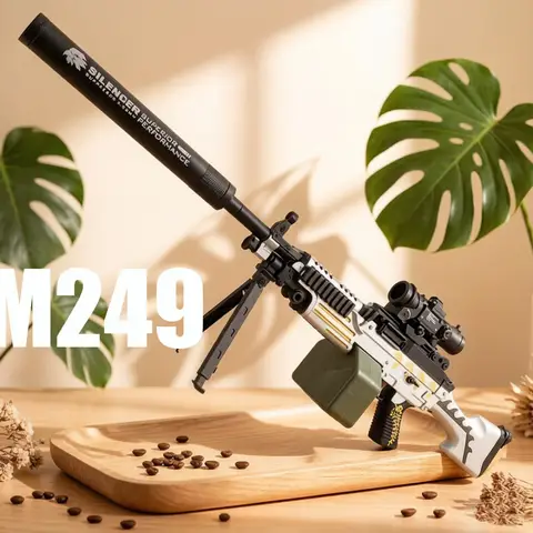 2026 New Toy Guns M249&Ak47 Can Fire 7-8mm Gel Bullets Both Electrically and Manually, Two Optional Model Toys