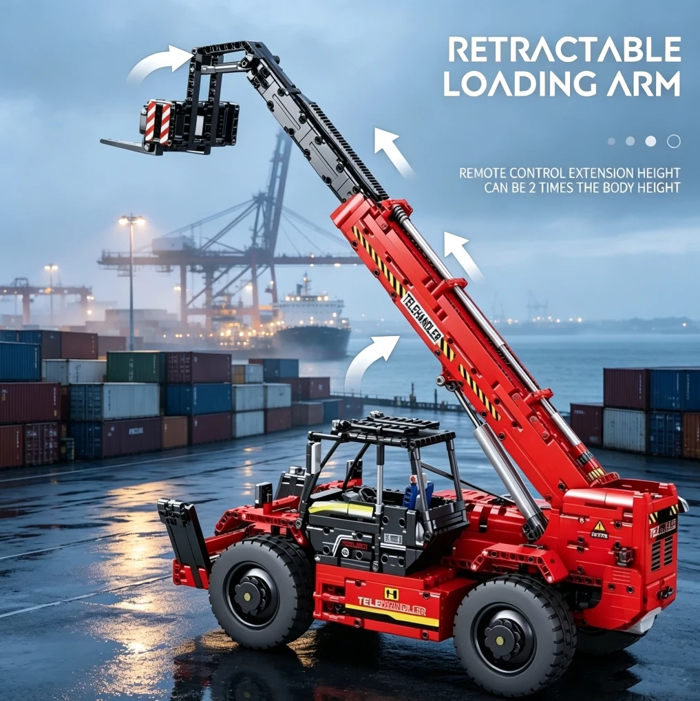 2096PCS Telescopic Forklift Building Blocks City Engineering Vehicle Remote Control Car Model Bricks Kids DIY Toy Holiday Gifts