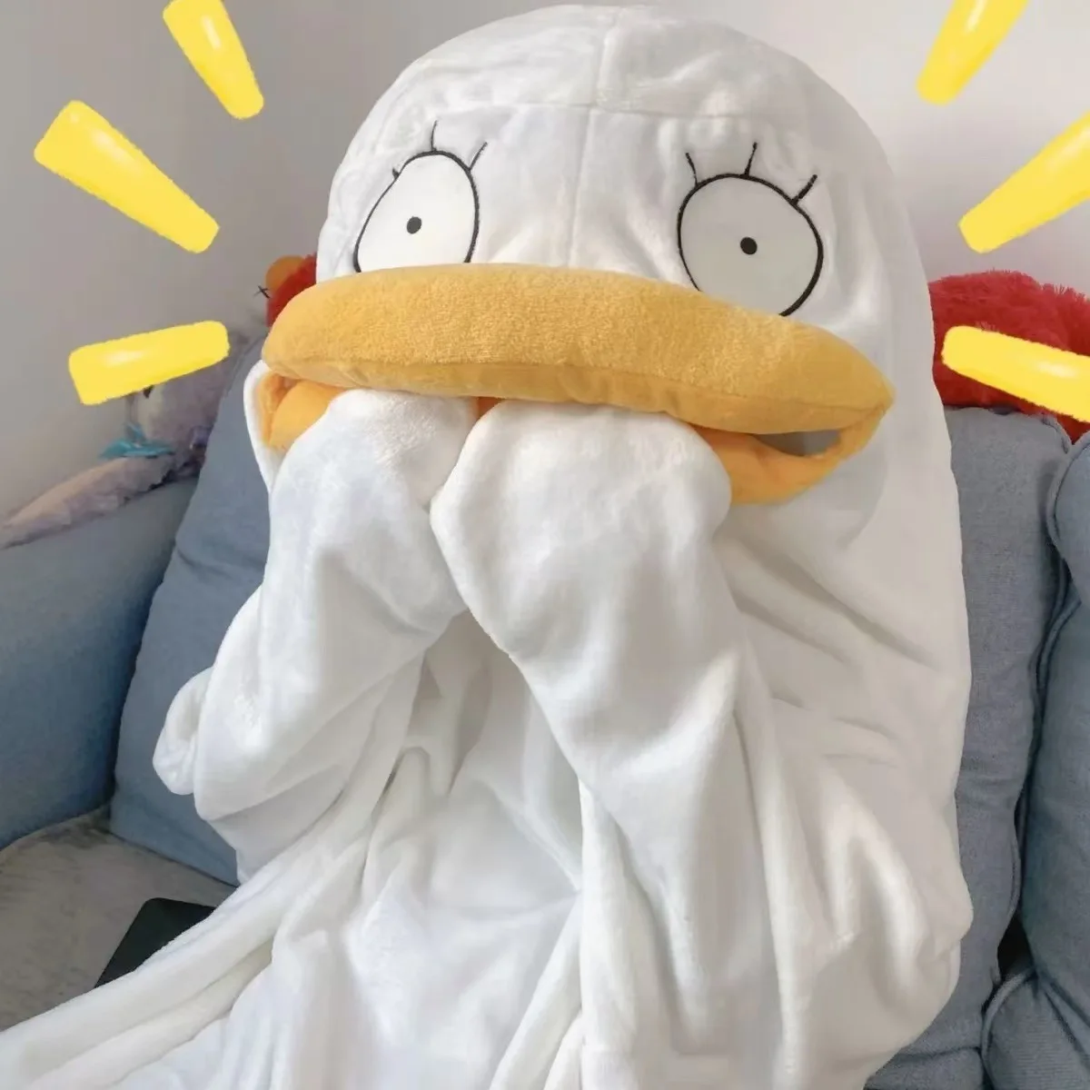 Cute Duck Pajamas Men Women Cartoon Cartoon Style Sleepwear Funny Design All Gender White Goose Robe Children's Clothing