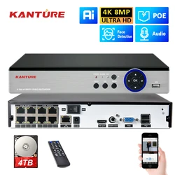 KANTURE H.265+ 8CH 4K POE NVR Recorder 4K AI Video Surveillance system 48V CCTV POE NVR Kit for 4K POE IP Camera HDMI