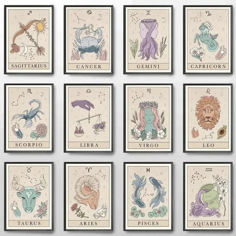 Diamond Painting Configuration Wall Art Poster Leo Fish Taurus Cat Print Nordic Children Bedroom Home Decoration Picture.