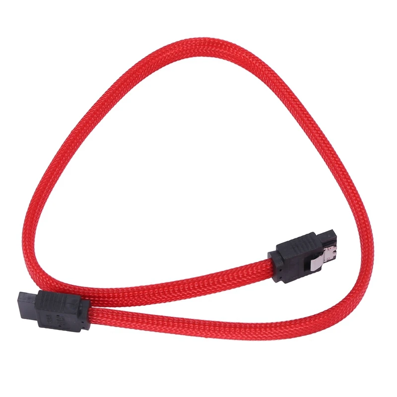 AA58 50CM SATA 3.0 III SATA3 7pin Data Cable 6Gb/s SSD Cables HDD Hard Disk Data Cord with Nylon Sleeved Premium Version(Red)